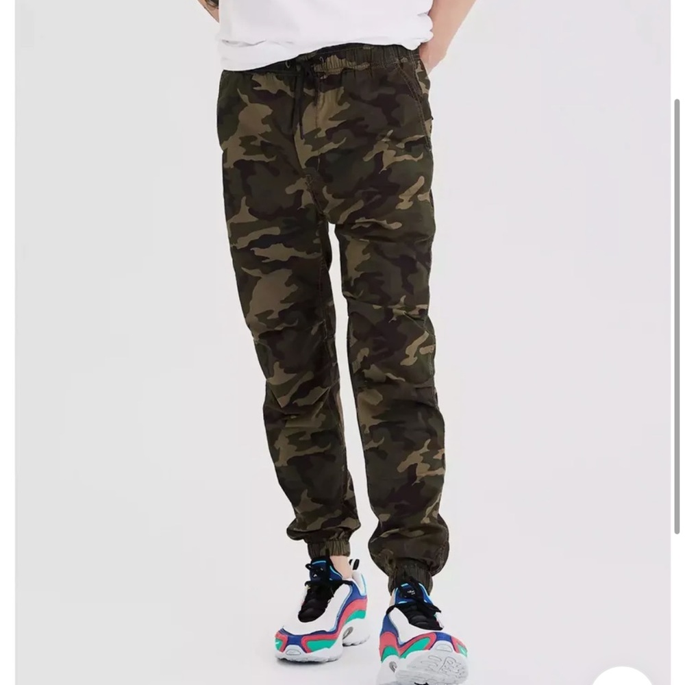 American Eagle Next Level Flex Drawstring Green Camo Jogger Men's Pant